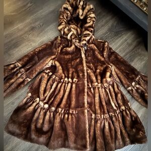 Jones New York Plush Brown Faux Fur Jacket
